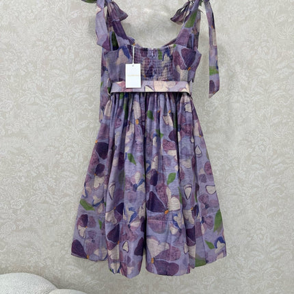 ZIMMERMANN SHORT HERRINGBONE DRESS IN PLUM PURPLE 269377