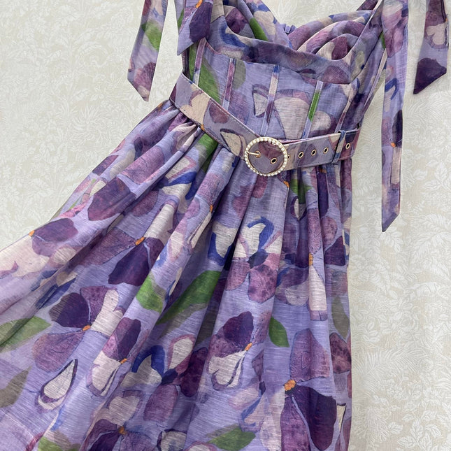 ZIMMERMANN SHORT HERRINGBONE DRESS IN PLUM PURPLE 269377