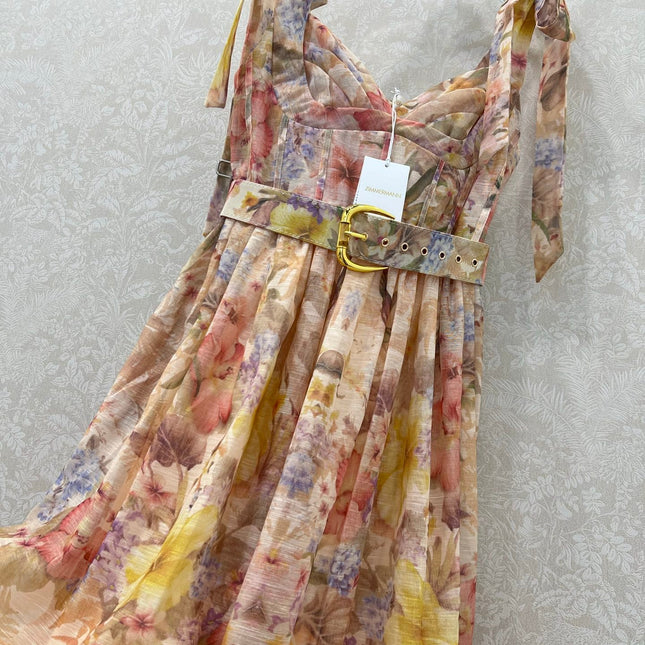 ZIMMERMANN SHORT HERRINGBONE DRESS IN PLUM PURPLE 269372