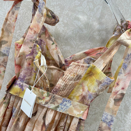 ZIMMERMANN SHORT HERRINGBONE DRESS IN PLUM PURPLE 269372