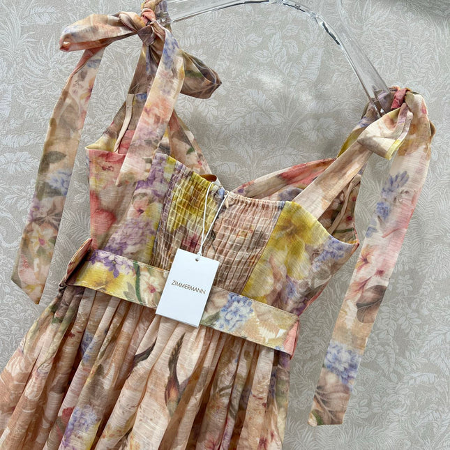 ZIMMERMANN SHORT HERRINGBONE DRESS IN PLUM PURPLE 269372