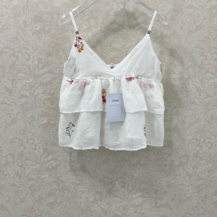 CHANEL RUFFLED SPAGHETTI STRAP TOP 272286