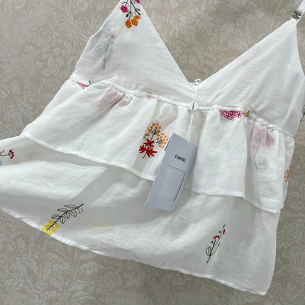 CHANEL RUFFLED SPAGHETTI STRAP TOP 272286