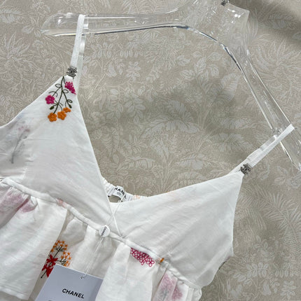 CHANEL RUFFLED SPAGHETTI STRAP TOP 272286