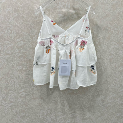 CHANEL RUFFLED SPAGHETTI STRAP TOP 272286