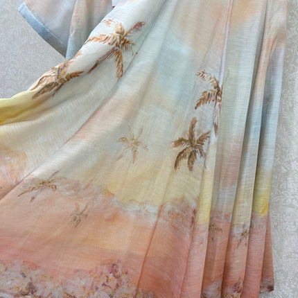 ZIMMERMANN SHORT-SLEEVE SHIRT AND HIGH-WAIST MAXI SKIRT SET 275079