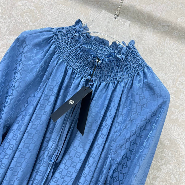 FENDI PATTERNED JACQUARD SILK DRESS 275108