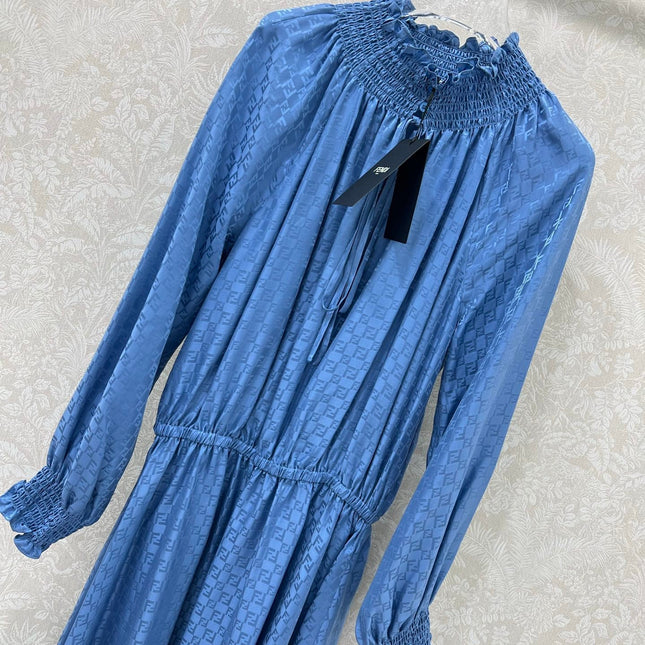 FENDI PATTERNED JACQUARD SILK DRESS 275108