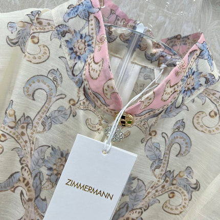 ZIMMERMANN SHORT DRESS WITH A STAND COLLAR 275114