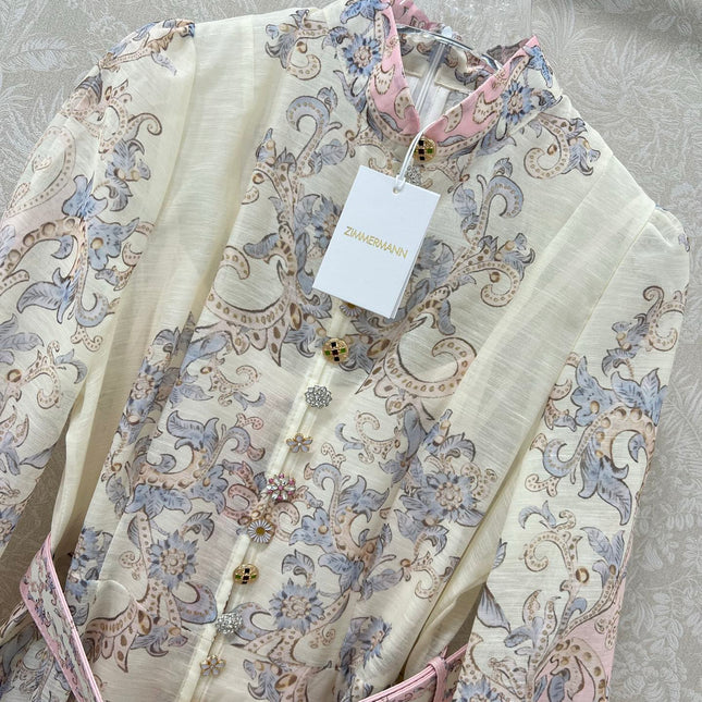 ZIMMERMANN SHORT DRESS WITH A STAND COLLAR 275114