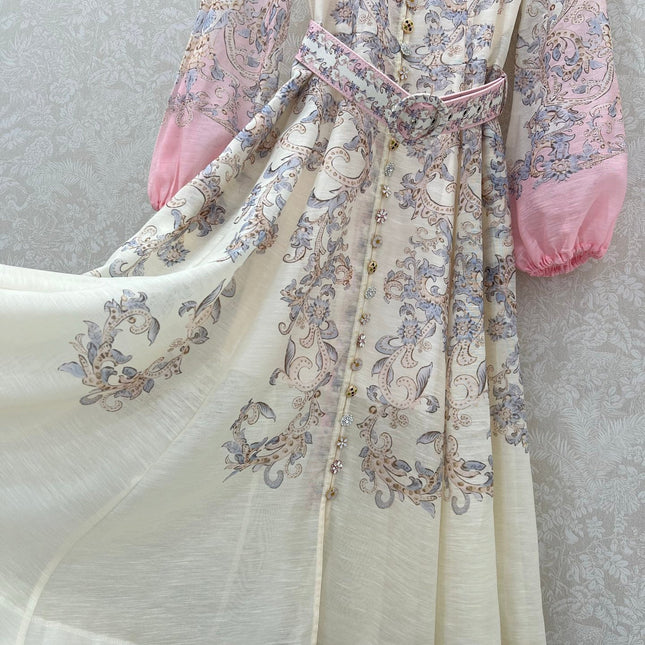 ZIMMERMANN LONG DRESS WITH A STAND COLLAR 275112