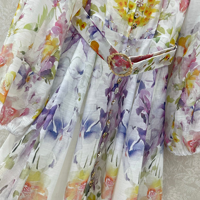 ZIMMERMANN LONG DRESS WITH A STAND COLLAR 275117