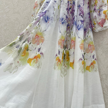 ZIMMERMANN LONG DRESS WITH A STAND COLLAR 275117