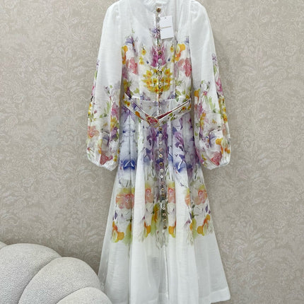 ZIMMERMANN LONG DRESS WITH A STAND COLLAR 275117