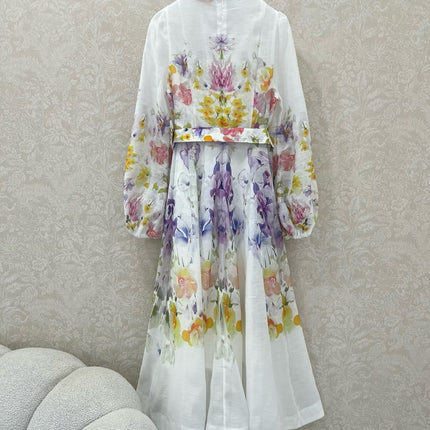 ZIMMERMANN LONG DRESS WITH A STAND COLLAR 275117