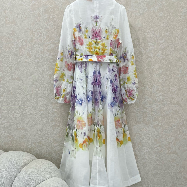 ZIMMERMANN LONG DRESS WITH A STAND COLLAR 275117