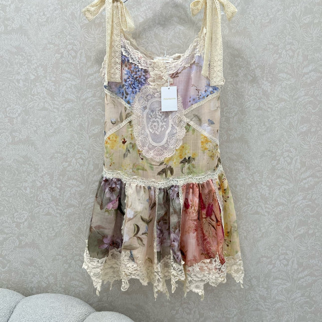 ZIMMERMANN SLEEVELESS HALTER DRESS WITH V-NECK 275127