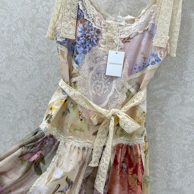 ZIMMERMANN SLEEVELESS HALTER DRESS WITH V-NECK 275127