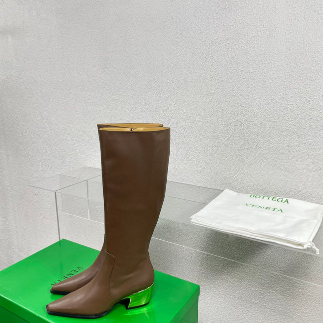 TEX HIGH BOOT IN MEDIUM BROWN PATENT CALFSKIN