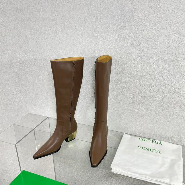 TEX HIGH BOOT IN MEDIUM BROWN PATENT CALFSKIN