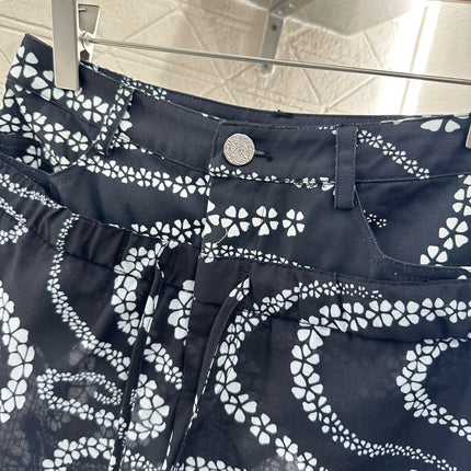CHANEL BLACK PRINTED DENIM PANTS
