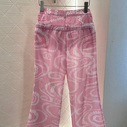 CHANEL PINK PRINTED DENIM PANTS