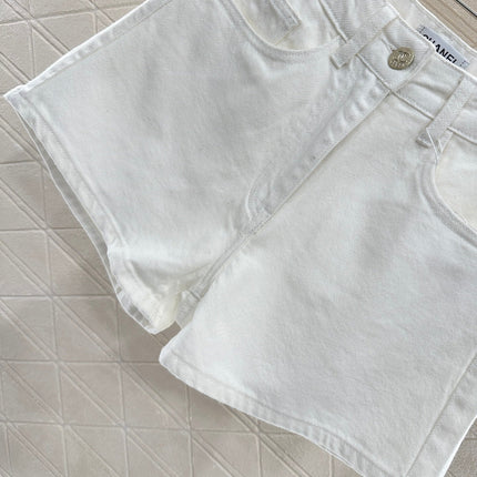 CHANEL WHITE DENIM SHORTS
