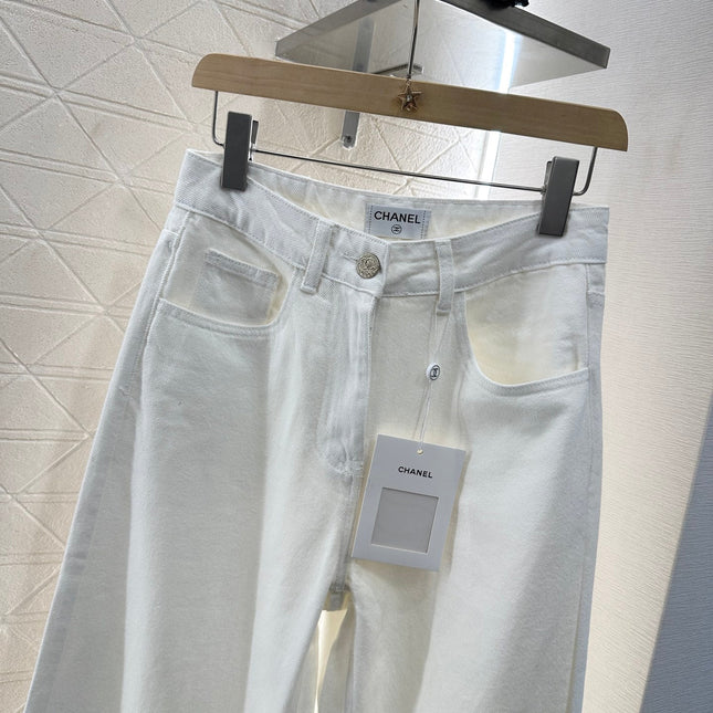 CHANEL WHITE STRAIGHT-LEG JEANS