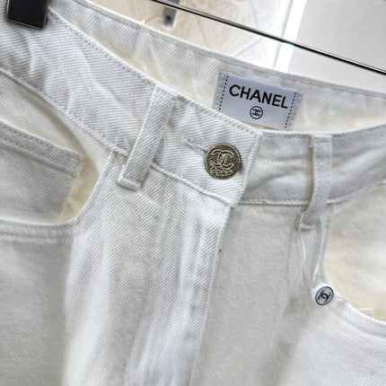 CHANEL WHITE STRAIGHT-LEG JEANS