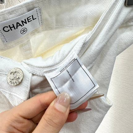 CHANEL WHITE STRAIGHT-LEG JEANS