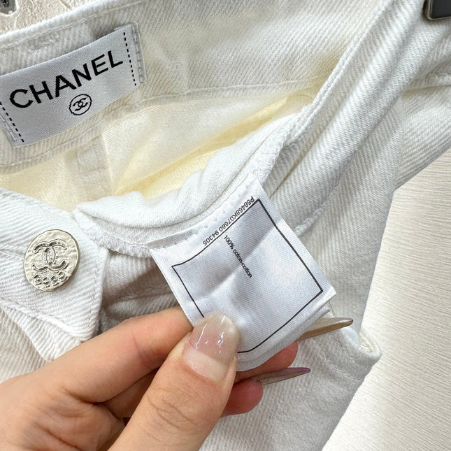 CHANEL WHITE STRAIGHT-LEG JEANS