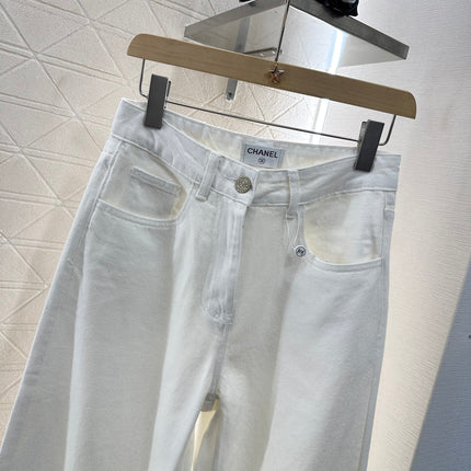 CHANEL WHITE STRAIGHT-LEG JEANS
