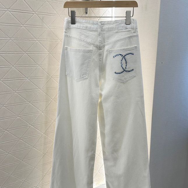 CHANEL WHITE STRAIGHT-LEG JEANS