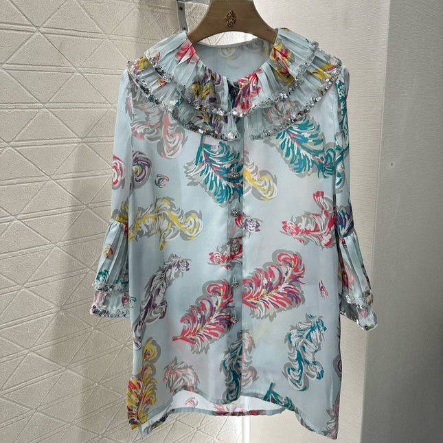 CHANEL 25S SEQUIN EMBELLISHED SHIRT DRESS SET 265579