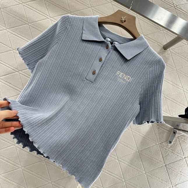 FENDI KNIT SWEATER WITH SHORT LACE SLEEVES 272911