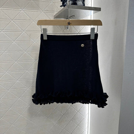 CHANEL RUFFLE-TRIM KNITTED CARDIGAN DRESS SET 276599