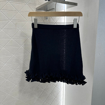 CHANEL RUFFLE-TRIM KNITTED CARDIGAN DRESS SET 276599