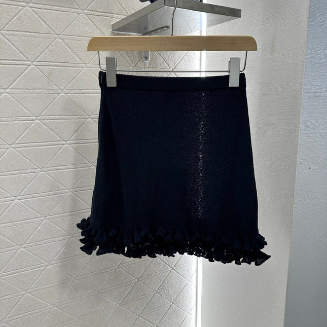 CHANEL RUFFLE-TRIM KNITTED CARDIGAN DRESS SET 276599