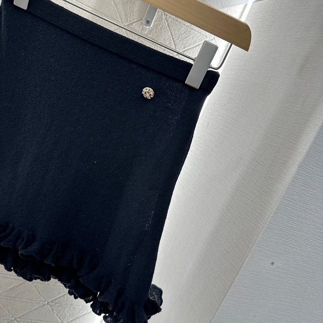 CHANEL RUFFLE-TRIM KNITTED CARDIGAN DRESS SET 276599