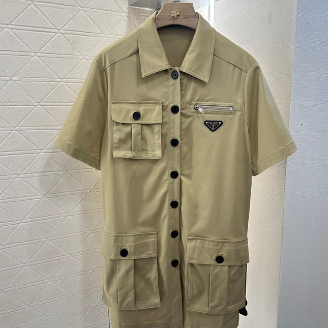 PRADA BELTED OFFICE DRESS WITH POCKETS 276513