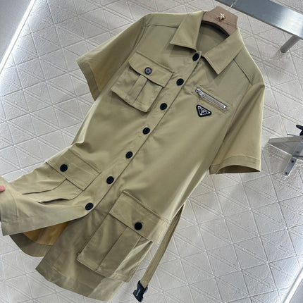 PRADA BELTED OFFICE DRESS WITH POCKETS 276513