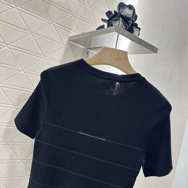 CHANEL FITTED SHORT-SLEEVE KNIT TOP 276496