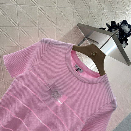 CHANEL FITTED SHORT-SLEEVE KNIT TOP 276498