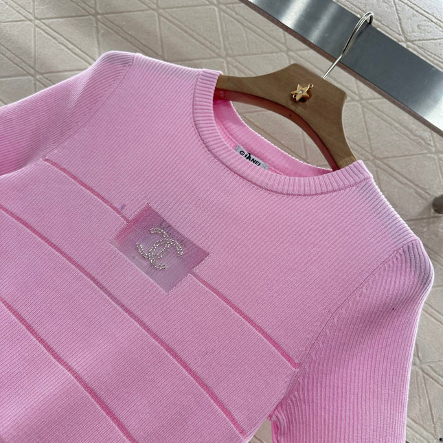 CHANEL FITTED SHORT-SLEEVE KNIT TOP 276498