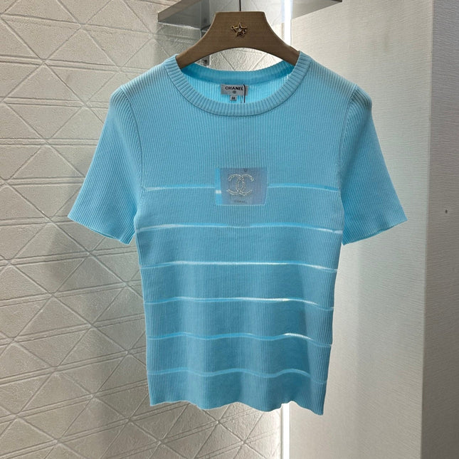 CHANEL FITTED SHORT-SLEEVE KNIT TOP 276494