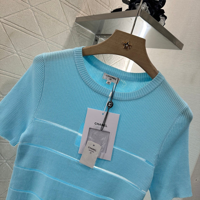 CHANEL FITTED SHORT-SLEEVE KNIT TOP 276494