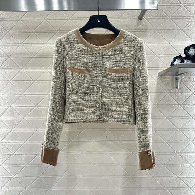 CHANEL 25S VELVET-TRIM JACKET AND SKIRT SET 398