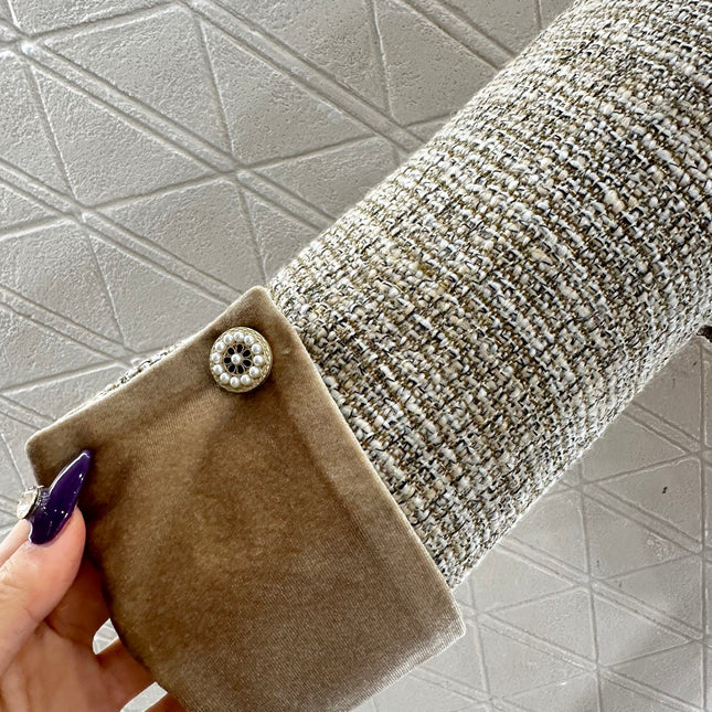 CHANEL 25S VELVET-TRIM JACKET AND SKIRT SET 398