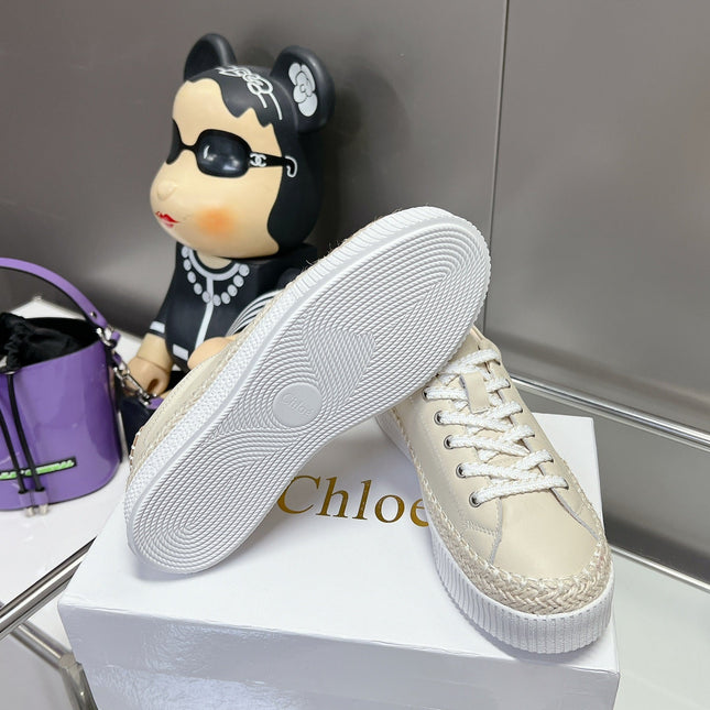 TELMA LACE-UP SNEAKER IN CREAM BEIGE LAMBSKIN AND RAFFIA