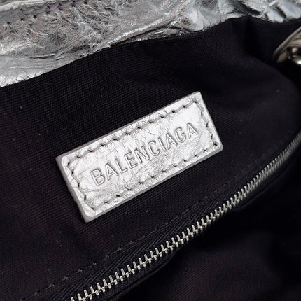 CRUSH SMALL TOTE BAG 26 IN SILVER QUILTED CALFSKIN SILVER HARDWARE